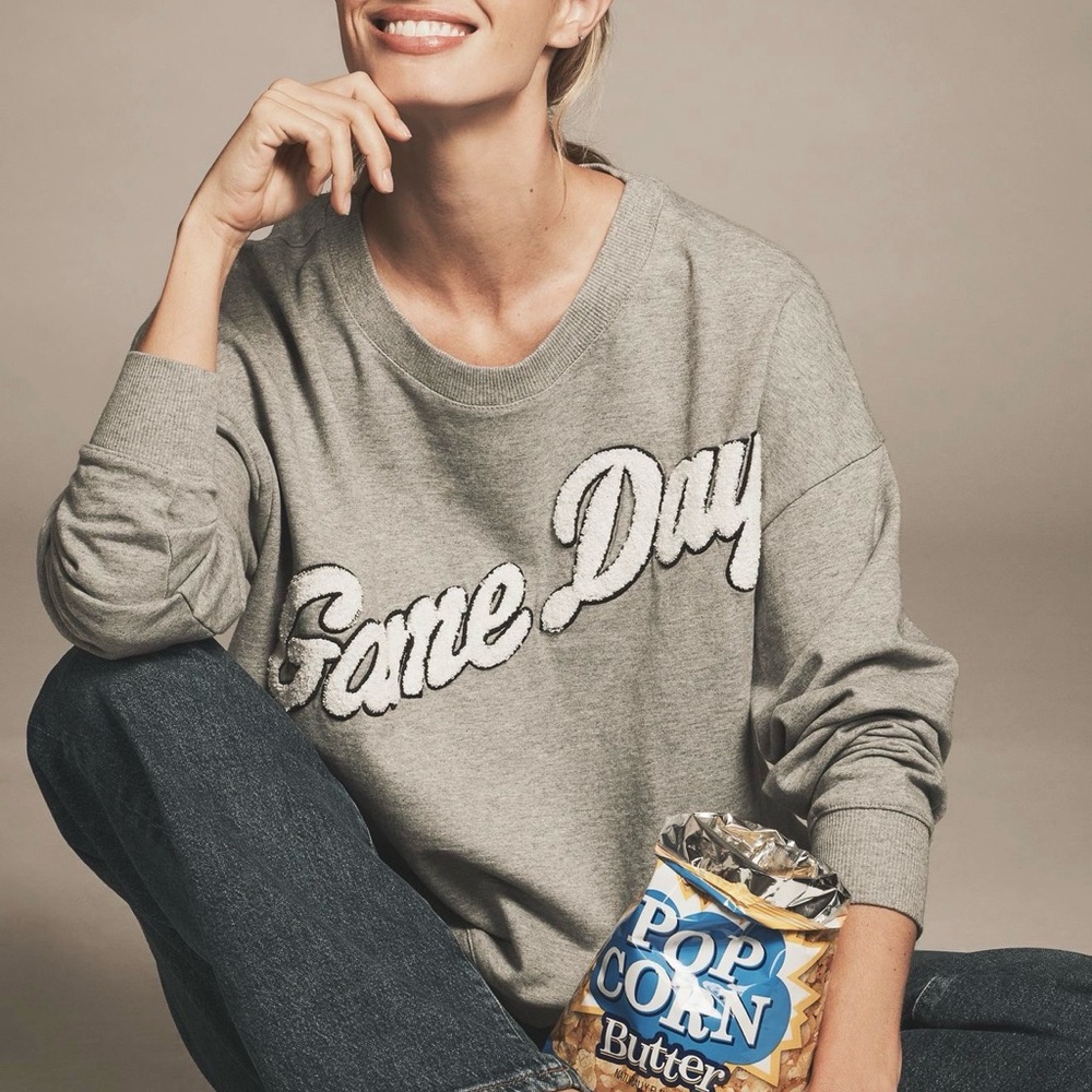 NEW NWT Anthropologie Maeve Game Day Crewneck sweatshirt size XS